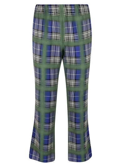 Shop Marni Check Flared Cropped Pants In Multi