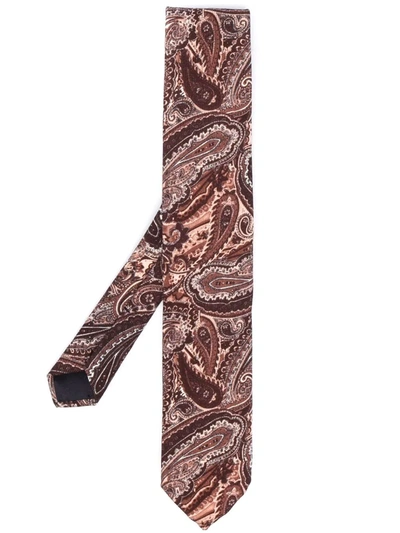 Shop Lardini Paisley-print Tie In Braun