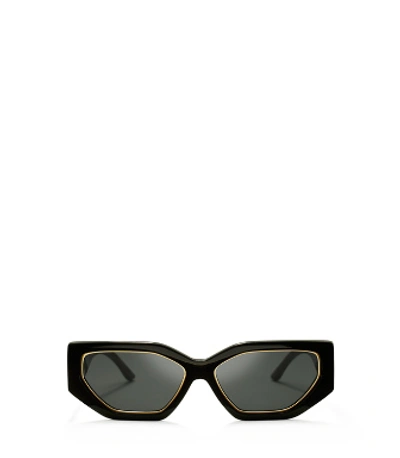 Shop Tory Burch Kira Geometric Sunglasses In Black