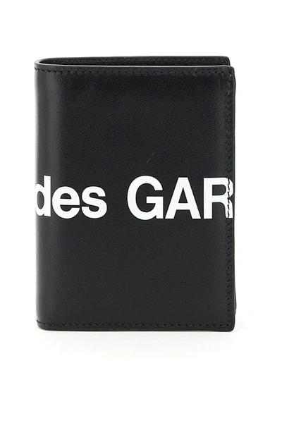 Shop Comme Des Garçons Comme Des Garcons Wallet Small Bifold Wallet With Huge Logo In Black