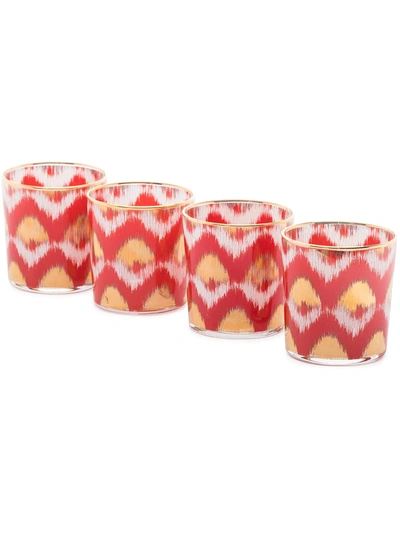 Shop Les Ottomans X Browns Ikat Set Of 4 Glasses In Rot