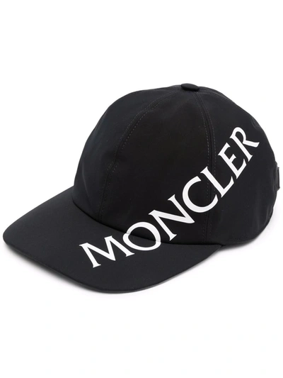 Shop Moncler Diagonal Logo-print Baseball Cap In Schwarz