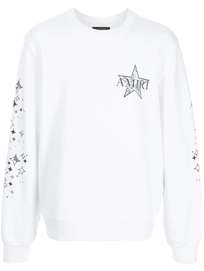 Amiri Paisley Appliqued Star Logo Cotton Crewneck Sweatshirt In White |  ModeSens
