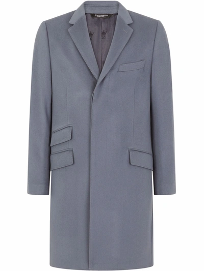 Shop Dolce & Gabbana Double-breasted Cashmere Coat In Blue