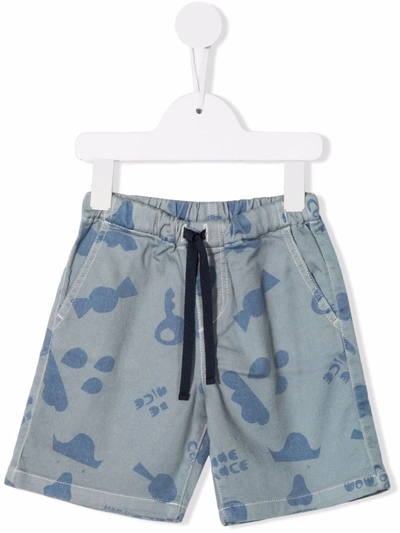 Shop Knot Graphic-print Drawstring Shorts In Blue