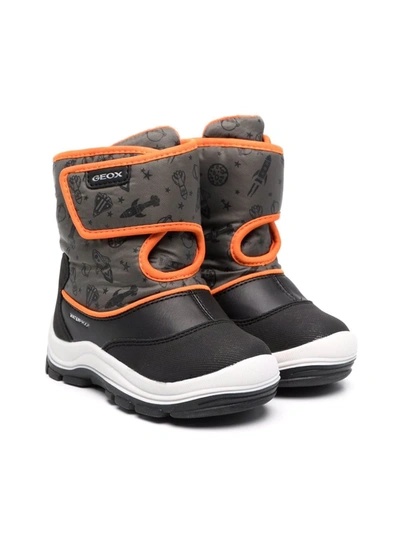 Geox B Flanfil Graphic-print Ankle Boots In Black