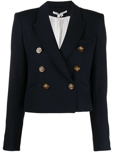 Veronica Beard Nevis Cropped Double-breasted Blazer In Navy | ModeSens