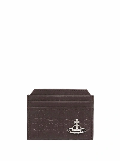 Shop Vivienne Westwood George Orb-plaque Cardholder In Brown