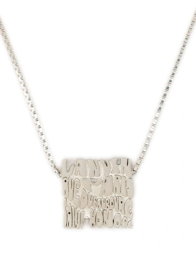 Shop Lanvin Logo Address Pendant Necklace In Silver