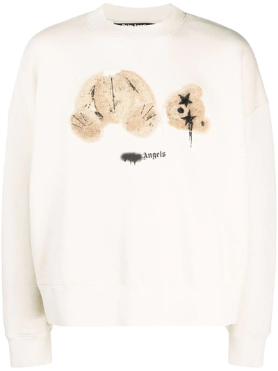 Shop Palm Angels Teddy-print Sweatshirt In Neutrals