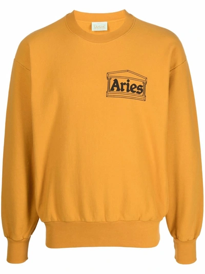 Shop Aries Logo-print Cotton Sweatshirt In Orange