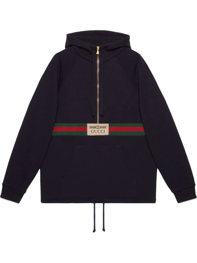 Shop Gucci Logo-patch Long-sleeve Top In Blue