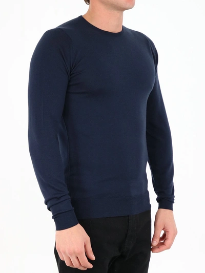 Shop John Smedley Blue Merino Wool Sweater