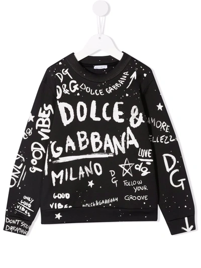 Shop Dolce & Gabbana Graphic-print Cotton Sweatshirt In Black