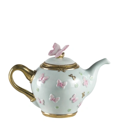 Shop Villari Porcelain Butterfly Tea Pot In Blue