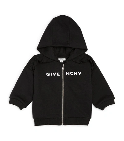 Shop Givenchy Kids Ruffle-detail Logo Hoodie (6-36 Months) In Black