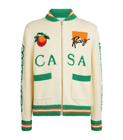 Shop Casablanca Racing Motif Zip-up Cardigan In Multi