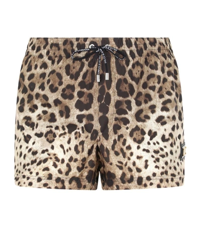Shop Dolce & Gabbana Leopard Print Swim Shorts And Bag In Multi