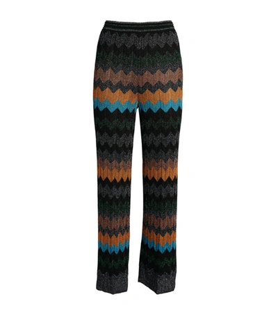 Shop Missoni Wide-leg Zigzag Trousers In Black