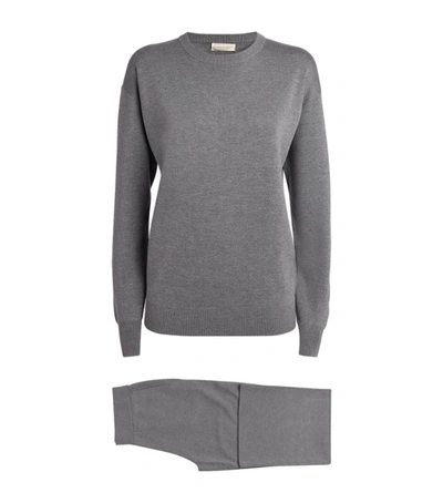 Shop Olivia Von Halle Silk-blend Carmel Tracksuit In Grey