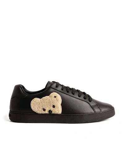 Shop Palm Angels Leather Teddy Bear Tennis Sneakers In Black
