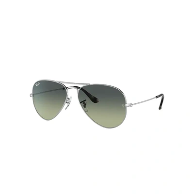 Ray Ban Sunglasses Unisex Aviator @collection - Silver Frame Green Lenses 58-14 In Silver