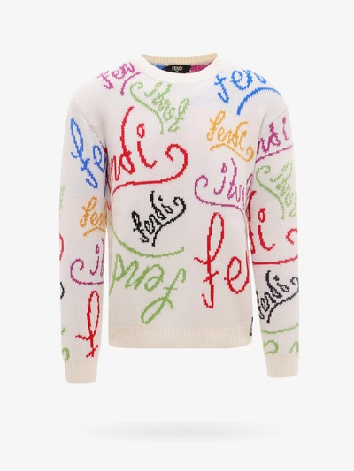 Shop Fendi Sweater In White
