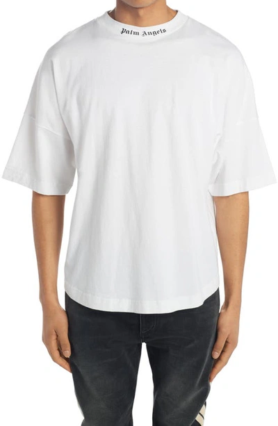 Shop Palm Angels Logo Graphic Tee In White Black