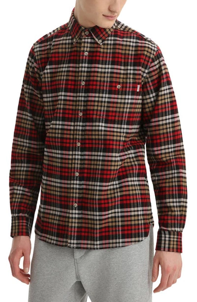 Shop Woolrich Tradition Cotton Flannel Long Sleeve Button Down Shirt In Check Red