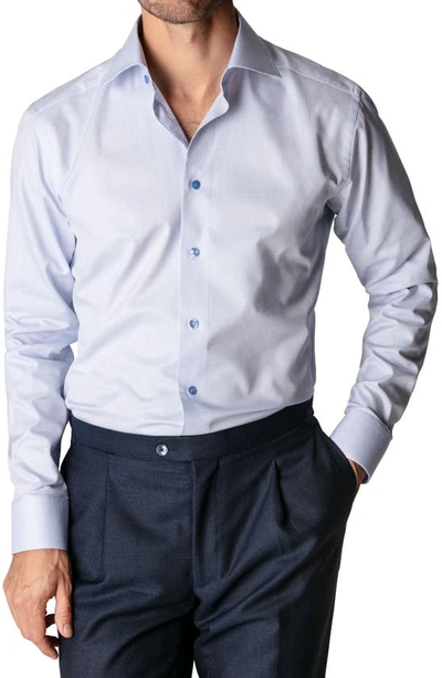 Shop Eton Slim Fit Crease Resistant Micropattern Dress Shirt In Blue