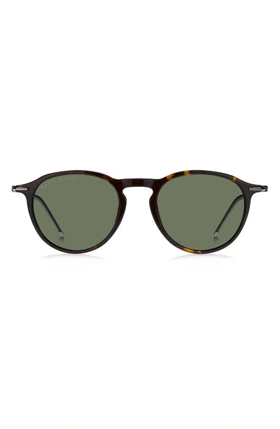Shop Hugo Boss 50mm Round Sunglasses In Havana / Green