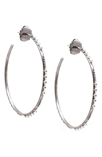 Shop Armenta New World Diamond Hoop Earrings In Silver