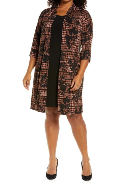 Shop Connected Apparel Two Piece Jacket & Dress In Brown
