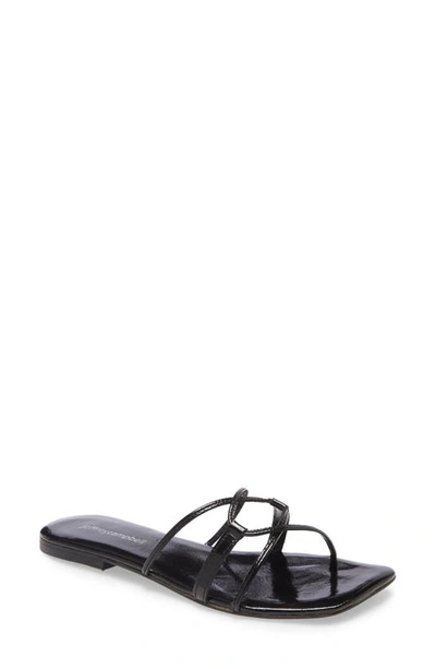 Shop Jeffrey Campbell Addison Square Toe Slide Sandal In Black Patent