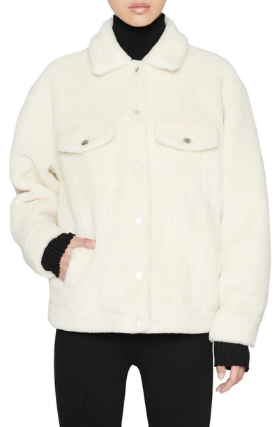 Shop Anine Bing Rory Fleece Jacket In Cream