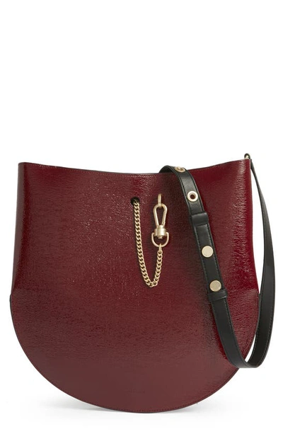 Shop Allsaints Beaumont Snake Embossed Leather Hobo Bag In Liquid Rouge