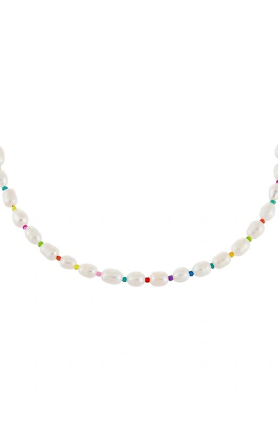 Shop Adinas Jewels Multicolor Pearl Beaded Necklace In Multi-color