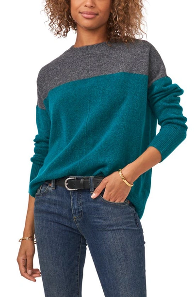 Shop Vince Camuto Extend Shoulder Colorblock Sweater In Vineyard Green