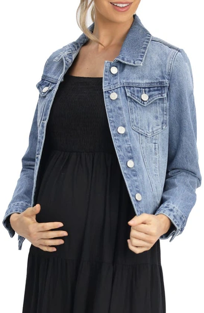 Shop Angel Maternity Denim Maternity Jacket In Blue
