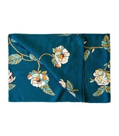 Shop Janavi India Aquatic Garden Scarf In Blue