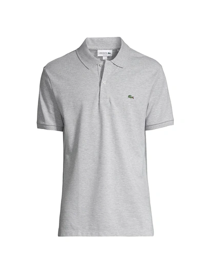 Shop Lacoste Men's Slim-fit Piqué Polo Shirt In Silver
