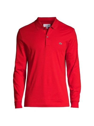 Lacoste Long-sleeve Polo Shirt In Red | ModeSens