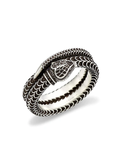 Shop Gucci Sterling Silver Snake Ring