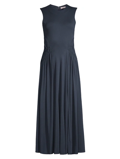 Shop Rebecca Taylor Women's Ruched Waist Sleeveless Dress In Navy