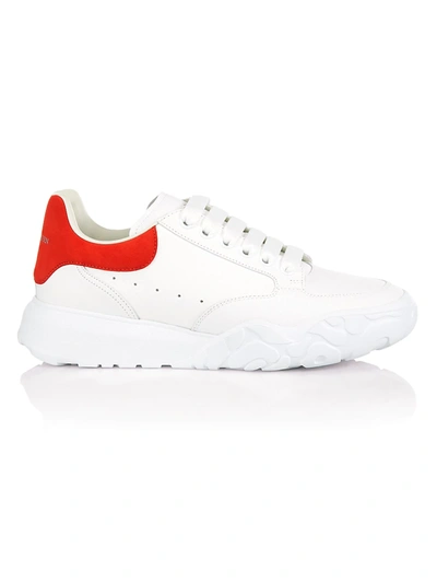 Shop Alexander Mcqueen Leather Low-top Sneakers In White Lust
