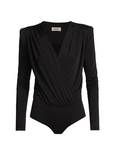 Shop L Agence Women's Kallie Crossover Bodysuit In Black