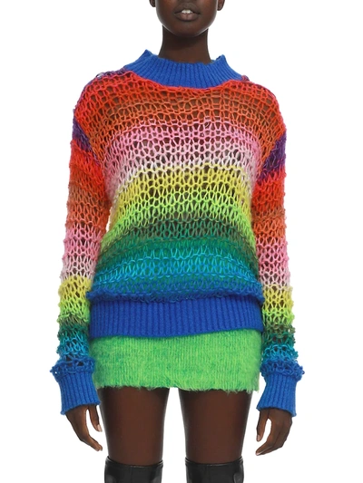 Shop Agr Women's Openwork Rainbow Sweater In Neutral