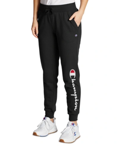 Shop Champion Women's Powerblend Logo Full Length Joggers In Paper Orch