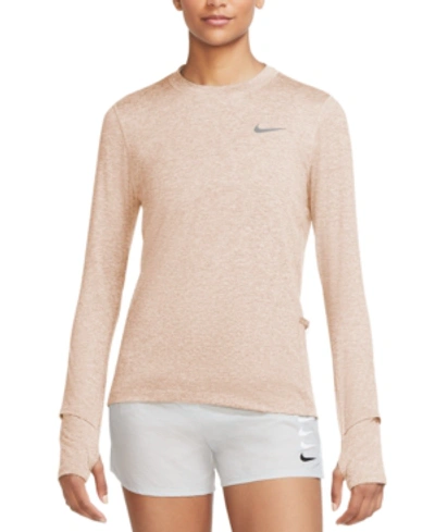 Shop Nike Women's Element Dri-fit T-shirt In Pale Coral/light Soft Pink/htr/(reflective Silv)