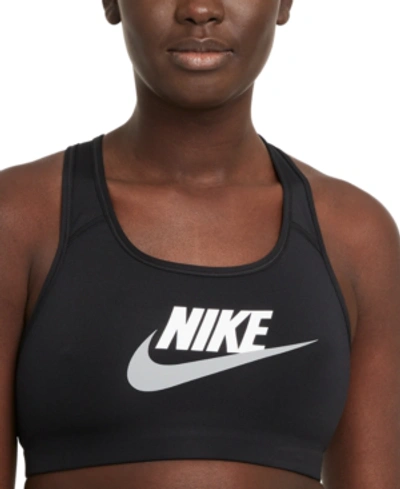 Shop Nike Women's Dri-fit Swoosh Futura Mid-impact Sports Bra In Black